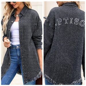 Dokotoo Women's Jean Jackets Button Down Distressed Denim Jacket Casual Long Boy